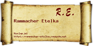 Rammacher Etelka névjegykártya